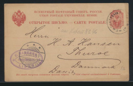 Rußland Ganzsache 4 K. Rot Via Svendborg Dänemark Russia Postal Stationery - Brieven En Documenten