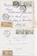 37037# LOT 2 LETTRES FRANCHISE PARTIELLE RECOMMANDE Obl NEBING MOSELLE 1967 1968 Pour METZ 57 - Covers & Documents