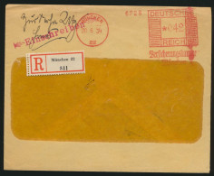 Deutsches Reich R Brief Absenderfreistempel München 22 042 Reichsmark 20.6.1934 - Covers & Documents
