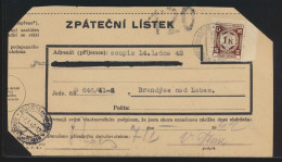 Besetzung Böhmen & Mähren Brief EF 1 K. Dienst Brandeis Nad Labem - Storia Postale