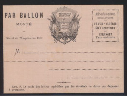 Flugpost Air Mail Ballonpost Ballon Monte Frankreich France 20 C. Faltbrief Von - Covers & Documents