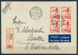 Schweiz Viererblock 333 Automobil Postbureau Abs. Welt Eishockey Meisterschaft - Covers & Documents