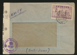 Polen Zensur Brief 6425 EF 10 Zt. In Die Britische Zone - Cartas & Documentos