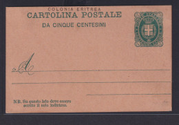 Eritrea Ostafrika Italien Kolonien Gansache Postkarte 5 C. Grün P 1 - Ivory Coast (1960-...)