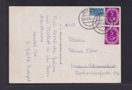 Bund Posthorn Senkrechtes Paar 5 Pfg. Auf Ansichtskarte Itzehoe Essen Schönebeck - Covers & Documents