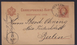 Österreich Ganzsache 2 Kreuzer Kaiser Franz Joseph Mit K1 Turnau Nach Berlin - Storia Postale