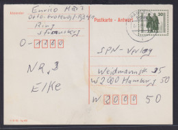 DDR Ganzsache P 108 A Antwort Goethe Schiller Denkmal Strausberg Nach Hamburg - Postcards - Used