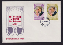 Falklandinseln Brief 220-221 Hochzeit Prinzessin Anne Mark Philipps Als FDC - Islas Malvinas