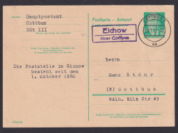 Eichow über Cottbus Brandenburg DDR Ganzsache Landpoststempel N. Cottbus - Briefe U. Dokumente