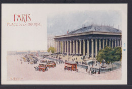 Ansichtskarte Lünstlerkarte Sign. Paris Place De La Bourse Pferdefuhrwerke - Sonstige & Ohne Zuordnung