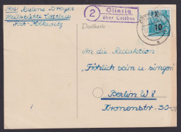 Glinzig über Cottbus Brandenburg DDR Postkarte Landpoststempel N. Berlin - Briefe U. Dokumente