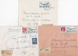 37040# LOT 5 LETTRES FRANCHISE PARTIELLE RECOMMANDE Obl OEUTRANGE MOSELLE 1967 1968 Pour METZ 57 - Brieven En Documenten