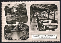 AK Augsburg, Flusspartie Am Oberlatterwall, Flussterrasse Eines Restaurants  - Augsburg