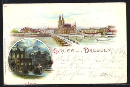 Lithographie Dresden, Blick Auf Die Altstadt  - Dresden