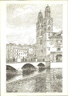 11635663 Zuerich Grossmuenster Bruecke Kuenstlerkarte Zuerich - Other & Unclassified