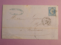 DO 9  FRANCE  LETTRE   1862 ETOILE DE PARIS A BORDEAUX   +N°22+ AFF. INTERESSANT++ - 1849-1876: Période Classique