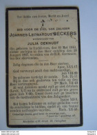 Doodsprentje Joannes-Leonardus Beckers Uyckhoven 1843 1927 Wed Julia Deknudt - Devotieprenten