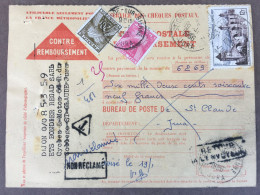 Carte Postale D'encaissement / Contre Remboursement / Timbres Taxes / Tampons / 1956 - 1859-1959 Brieven & Documenten