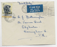 INDIA ELEPHANT 30 NP SOLO LETTRE COVER AIR MAIL CALCUTTA 1963 TO ENGLAND - Brieven En Documenten