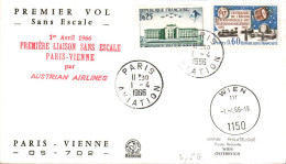 PREMIERE LIAISON SANS ESCALE PARIS-VIENNE PAR AUSTRIAN AIRLINES 1966 - Vliegtuigen