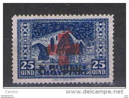ALBANIA:  1924  SOPRASTAMPATO  -  15 Q. /5 Q. /25 Q. BLU  S.G. -  YV/TELL. 142 - Albanië