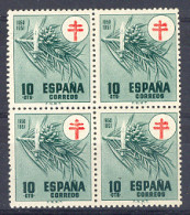Spain 1950. Pro Tuberculosos 10 Cts Ed 1085 Bloque (**) - Nuevos