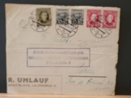 107/027B  LETTRE SLOVENSKO POUR PARIS 1941 CACHET REFOULE FAUTE COMM. FRANCE OCCUPEE - Covers & Documents