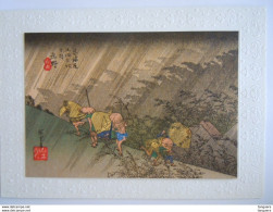 Japan Ukiyoe Woodblock Print Farbholzschnitt Ando Hiroshige Shono Rain Pluie Carte De Voeux Form 16,5 X11 - Paintings