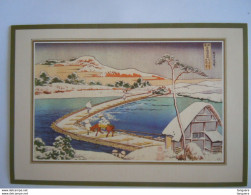Japan Ukiyoe Woodblock Print Farbholzschnitt Hiroshige Winterlandscape Paysage D'hiver Carte De Voeux Form 17,5 X 12 Cm - Malerei & Gemälde