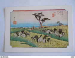 Japan Ukiyoe Woodblock Print Farbholzschnitt Ando Hiroshige Chiryu Horse Fair - Schilderijen