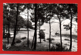 (RECTO / VERSO) LE MOUTCHIC- N° 4216 - LAC DE LACANAU - PLAGE DU CAMPING DU TEDEY AVEC CARAVANE - FORMAT CPA - Andere & Zonder Classificatie