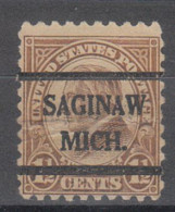 USA Precancel Vorausentwertungen Preo Bureau Michigan, Saginaw 582-42, Stamp Creased - Prematasellado