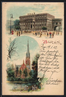 Lithographie Berlin, Kaiser Friedrich Palais Und Gedächtniskirche  - Mitte