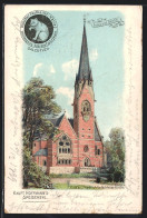 Lithographie Berlin, Kaiser Friedrich Gedächtnis-Kirche, Salzuflen, Hoffmann`s Stärke-Fabriken, Reklame  - Tiergarten