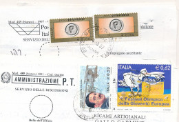 2007 DUE VARIETA' SU RISCOSSIONE CAMBIALI PRIORITARIO E OLIMPICO GIOVENTU - 2001-10: Storia Postale