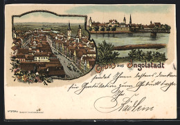 Lithographie Ingolstadt, Ortsansicht Mit Strassenpartie, Panorama  - Ingolstadt