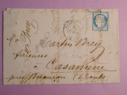 DO 9  FRANCE  LETTRE   1862 ETOILE DE PARIS N° 36  A  CASAMERRE ?    +N°22+ AFF. INTERESSANT++ - 1849-1876: Période Classique