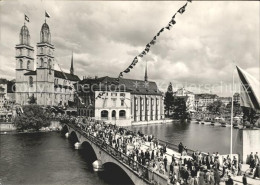 11635114 Zuerich Jubilaeumsfeier 600 Jahre Bund Der Eidgenossen Bruecke Kirche Z - Sonstige & Ohne Zuordnung