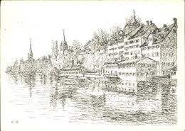 11635110 Zuerich Quartier Schipfe An Der Limmat Kuenstlerkarte Zuerich - Andere & Zonder Classificatie