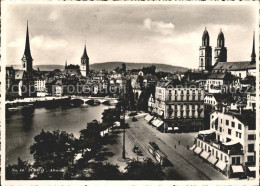 11635105 Zuerich Altstadt Kirche Turm Limmat Bruecke Strassenbahn Zuerich - Autres & Non Classés