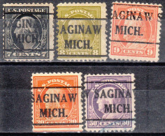 USA Precancel Vorausentwertungen Preo Locals Michigan, Saginaw 1917-L-6 E, 5 Diff. - Precancels