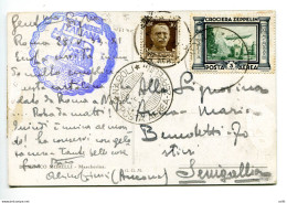 Posta Aerea Zeppelin Lire 3 Su Cartolina Per Senigallia - Marcophilie