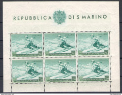 1953 SAN MARINO, Foglietto Sciatrice , BF 15 - Senza Pieghe - MNH** Certificato Giulio Bolaffi - Blocchi & Foglietti