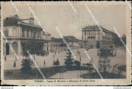 Bm445 Cartolina Torino Citta' Piazza S.martino E Stazione Di Porta Susa 1911 - Andere & Zonder Classificatie