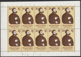 DDR: 1982, Kleinbogen- Plattenfehler: Mi. Nr. 2755 III, 20 Pfg. Martin Luther.  **/MNH - Abarten Und Kuriositäten