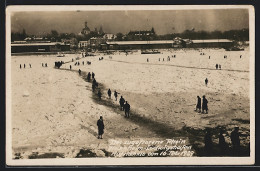 AK Ludwigshafen / Rhein, Leute Auf Dem Zugefrorenen Rhein 16.2.1929  - Inondazioni