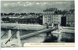 CPA 9 X 14  Isère  GRENOBLE   Pont Suspendu  Sur L'Isère Et Les Alpes - Grenoble