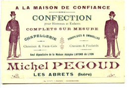 Cartes Isère LES ABRETS   A La Maison De Confiance   Confection  Michel PEGOUD  Dépositaire Adolphe Lafond Mauve - Les Abrets