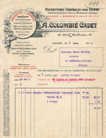 A.COLOMBIE CADET FOURNITURES GENERALES POUR USINES A CASTRES ............. FACTURE DE 1914 - Altri & Non Classificati