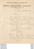 EPICERIE MERCERIE ADRIEN PAULHIAC AU BUISSON DORDOGNE   ......... CORRESPONDANCE COMMERCIALE De 1923 - Levensmiddelen